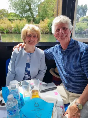 Custom Paper Luncheon Napkins - Six notable birthdays were celebrated on a River cruise and the blue napkins gave our names with a happy birthday message