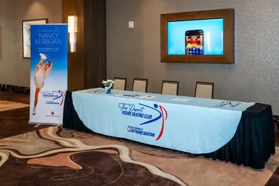Custom Rectangle Table Covers - 40th Anniversary Celebration Luncheon with Nancy Kerrigan for The Desert Figure Skating Club