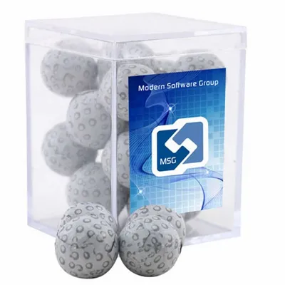 Acrylic Box with Chocolate Golf Balls - Small - Custom Banners Now