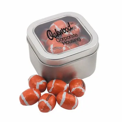 Window Tin with Chocolate Footballs - SBF2700 - Custom Banners Now