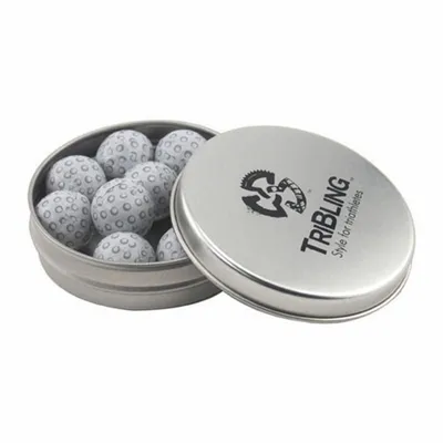 Round Tin with Chocolate Golf Balls - SBF2900 - Custom Banners Now