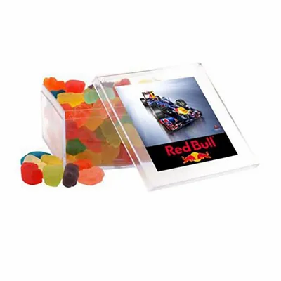 Clever Candy Large Square Acrylic Candy Box with Gummy Bears - Custom Banners Now