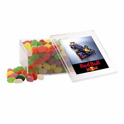 Large Square Acrylic Candy Box with Assorted Jelly Beans - Custom Banners Now