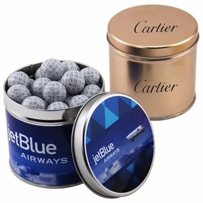 Round Tin with Chocolate Golf Balls - SBF4100 - Custom Banners Now
