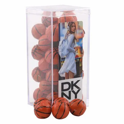 Acrylic Box with Chocolate Basketballs - Medium - Custom Banners Now