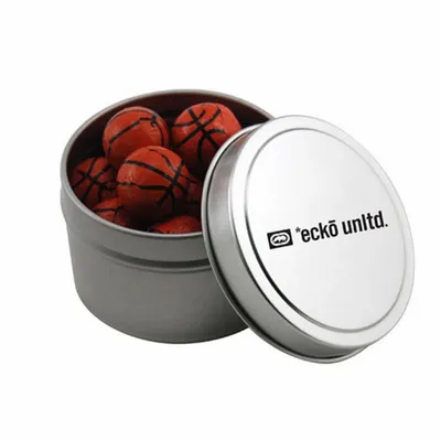 Round Tin with Chocolate Basketballs - SBF3100 - Custom Banners Now