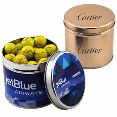 Round Tin with Chocolate Tennis Balls - SBF4100 - Custom Banners Now