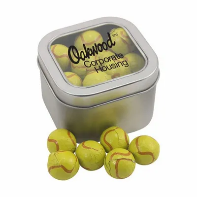 Window Tin with Chocolate Tennis Balls - SBF2700 - Custom Banners Now