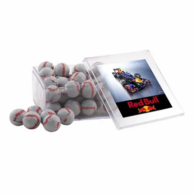 Acrylic Box with Chocolate Baseballs - Large - Custom Banners Now