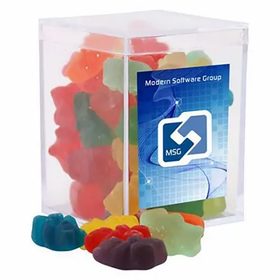 Clever Candy Small Acrylic Candy Box with Gummy Bears - Custom Banners Now