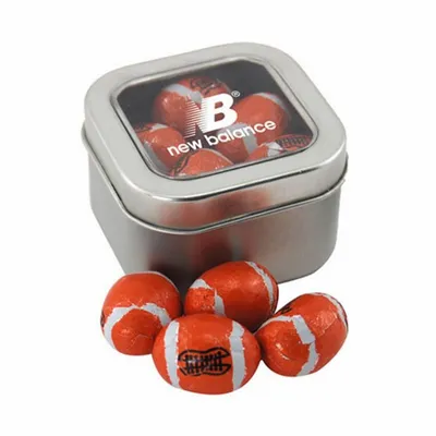 Window Tin with Chocolate Footballs - SBF2500 - Custom Banners Now