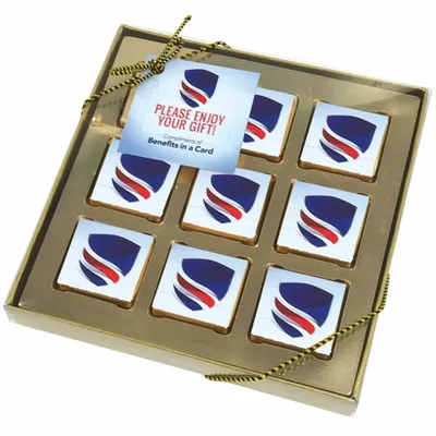 Nine Piece Chocolate Foiled Square Gift Box - Custom Banners Now
