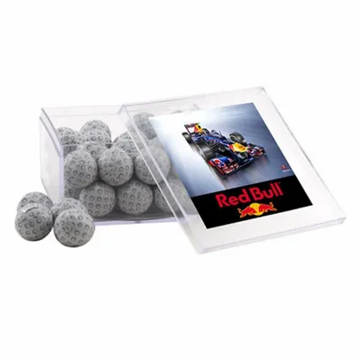 Acrylic Box with Chocolate Golf Balls - Large - Custom Banners Now