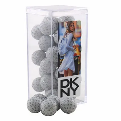 Acrylic Box with Chocolate Golf Balls - Medium - Custom Banners Now