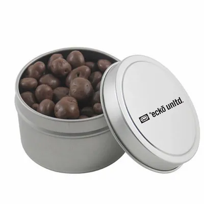 Round Tin with Chocolate Raisins - SBF3100 - Custom Banners Now