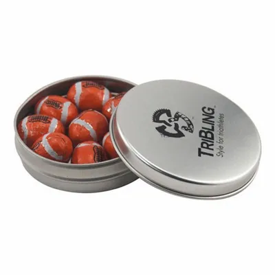 Round Tin with Chocolate Footballs - SBF2900 - Custom Banners Now