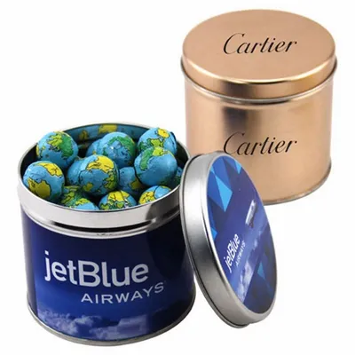 Round Tin with Chocolate Globes - SBF4100 - Custom Banners Now