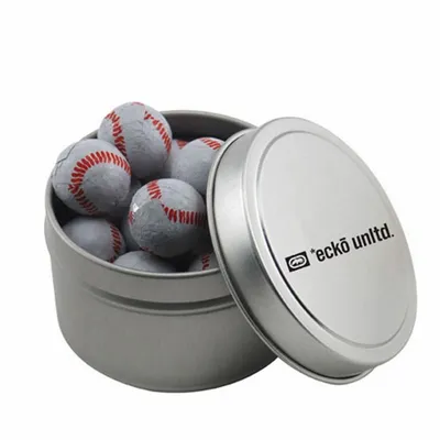 Round Tin with Chocolate Baseballs - SBF3100 - Custom Banners Now