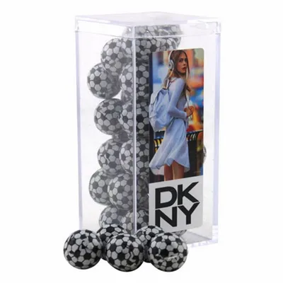 Acrylic Box with Chocolate Soccer Balls - Medium - Custom Banners Now