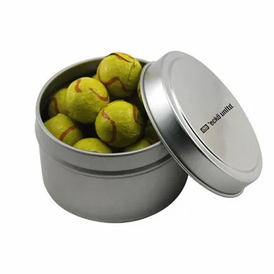 Round Tin with Chocolate Tennis Balls - SBF3100 - Custom Banners Now