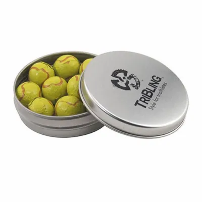 Round Tin with Chocolate Tennis Balls - SBF2900 - Custom Banners Now