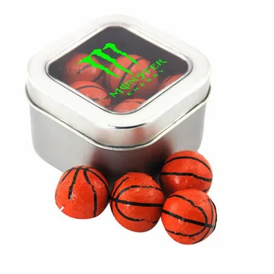 Window Tin with Chocolate Basketballs - SBF2500 - Custom Banners Now