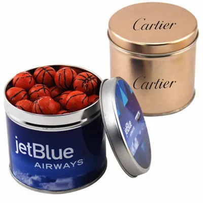Round Tin with Chocolate Basketballs - SBF4100 - Custom Banners Now