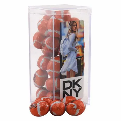 Acrylic Box with Chocolate Footballs - Medium - Custom Banners Now