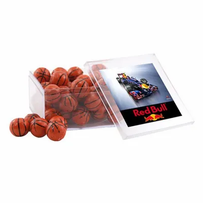 Acrylic Box with Chocolate Basketballs - Large - Custom Banners Now