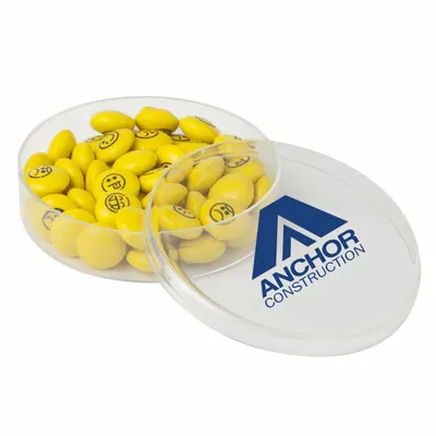 Small Round Acrylic with Chocolate Button Emojis - Custom Banners Now