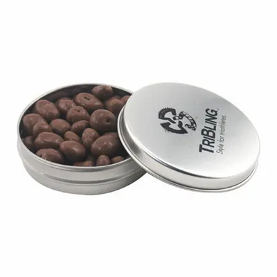 Round Tin with Chocolate Raisins - SBF2900 - Custom Banners Now
