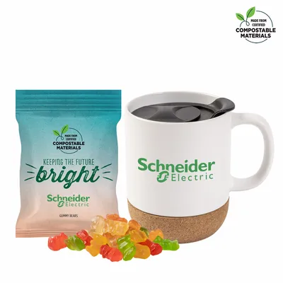 Cork Bottom Mug with Compostable bag of Gummy Bears - Custom Banners Now