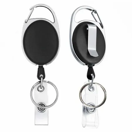 Solid Black and Steel Reel Keychain Solid Black and Steel Reel Keychain - Custom Banners Now