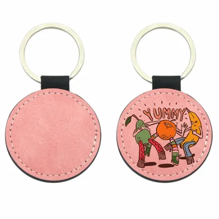 Full-Color Circle Leather Keychain Full-Color Circle Leather Keychain - Custom Banners Now
