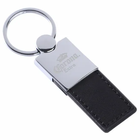 Polished Metal & Leather Keychain Polished Metal & Leather Keychain - Custom Banners Now