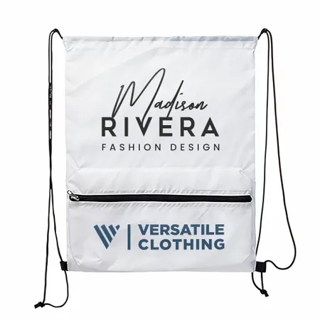 Zip Pocket Drawstring Bag Zip Pocket Drawstring Bag - Custom Banners Now