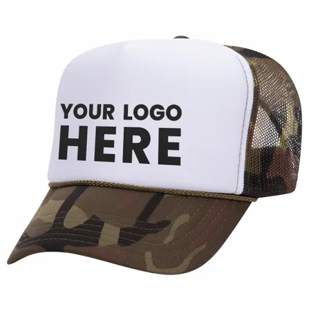 Otto 49-158 5-Panel High Crown Foam Trucker Hat - Camo - Custom Banners Now