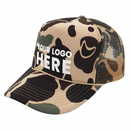 Nissun CSC - Foam Trucker Camo Hat, 5-Panel Camouflage Cap Nissun CSC - Foam Trucker Camo Hat, 5-Panel Camouflage Cap - Custom Banners Now