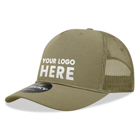 Decky 6040 - 5 Panel Mid Profile Structured Cotton/Poly Blend Trucker w/Rope - Custom Banners Now