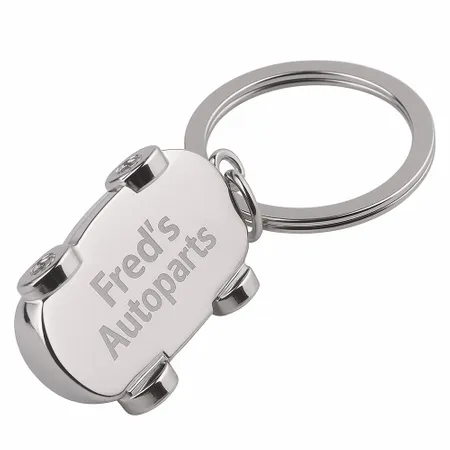 Intricate Car-shaped Metal Keychain - Custom Banners Now