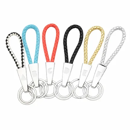 Braided Leather & Metal Keychain - Custom Banners Now