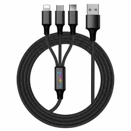 Nylon Braided 3-in-1 Charging Cables - Custom Banners Now