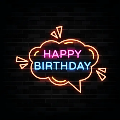 Happy Birthday in Bubble Thought Neon Sign - Custom Banners Now