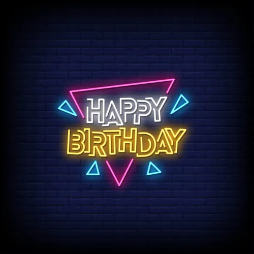 Angles Happy Birthday Neon Sign - Custom Banners Now