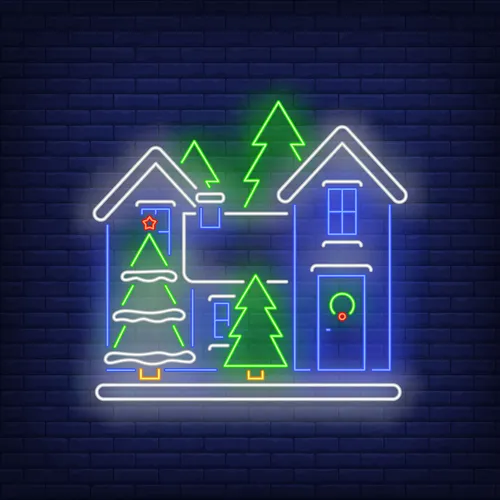 Christmas House Neon Sign - Custom Banners Now