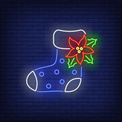 Boot Sock with Ponsettia Flower Neon Sign - Custom Banners Now