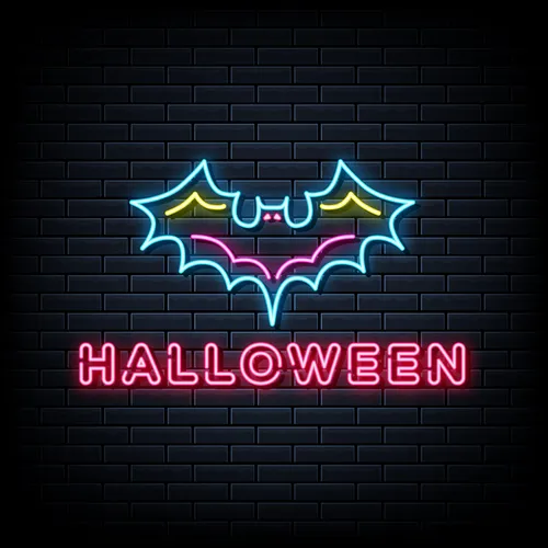 Halloween Neon Sign with Bat - Custom Banners Now