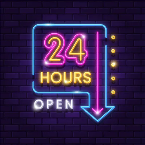 24 Hours Open Neon Sign - Custom Banners Now