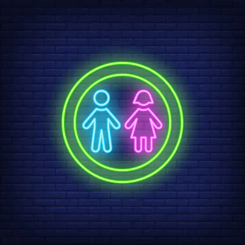 Boy & Girl Silhouettes Circle Neon Sign - Custom Banners Now