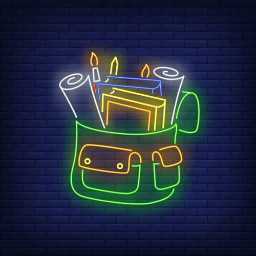 Backpack With Stationery Neon Sign - Custom Banners Now